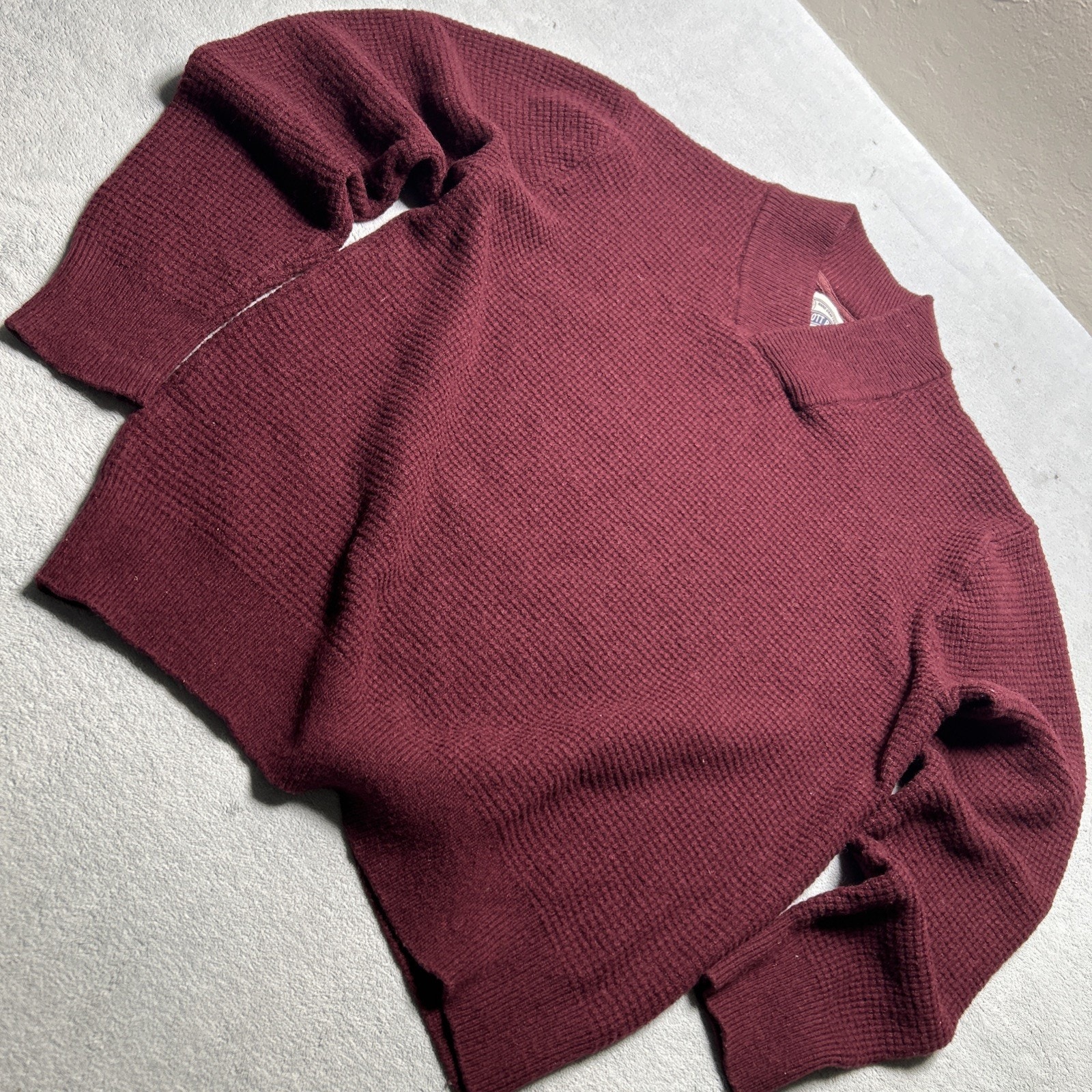 Y2k Schott Bros Air Wool Regulator Waffle Cardigan Sweater Mens Xl Burgundy